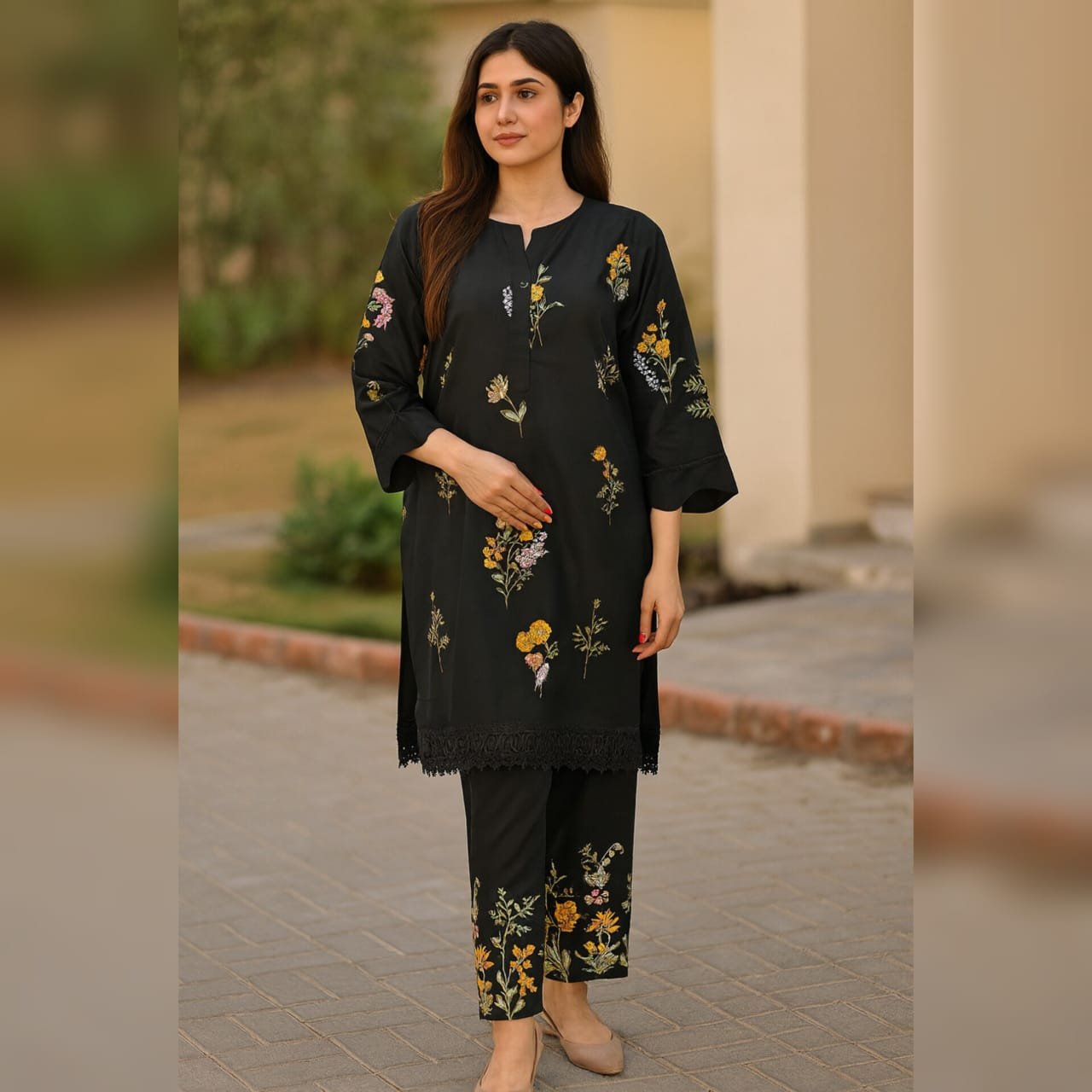 ns a000c8 embroidery 3pc cotton suit