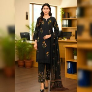 ns a000c9 multi embroidery 3pc cotton suit