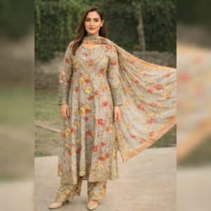 NS A000C14 - Printed Embroidery 3PC Doris Cotton Suit