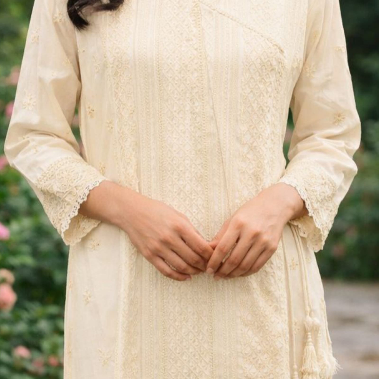 NS A000C22 Embroidery 3PCs Cotton Suit Dupatta Chiffon - Image 3