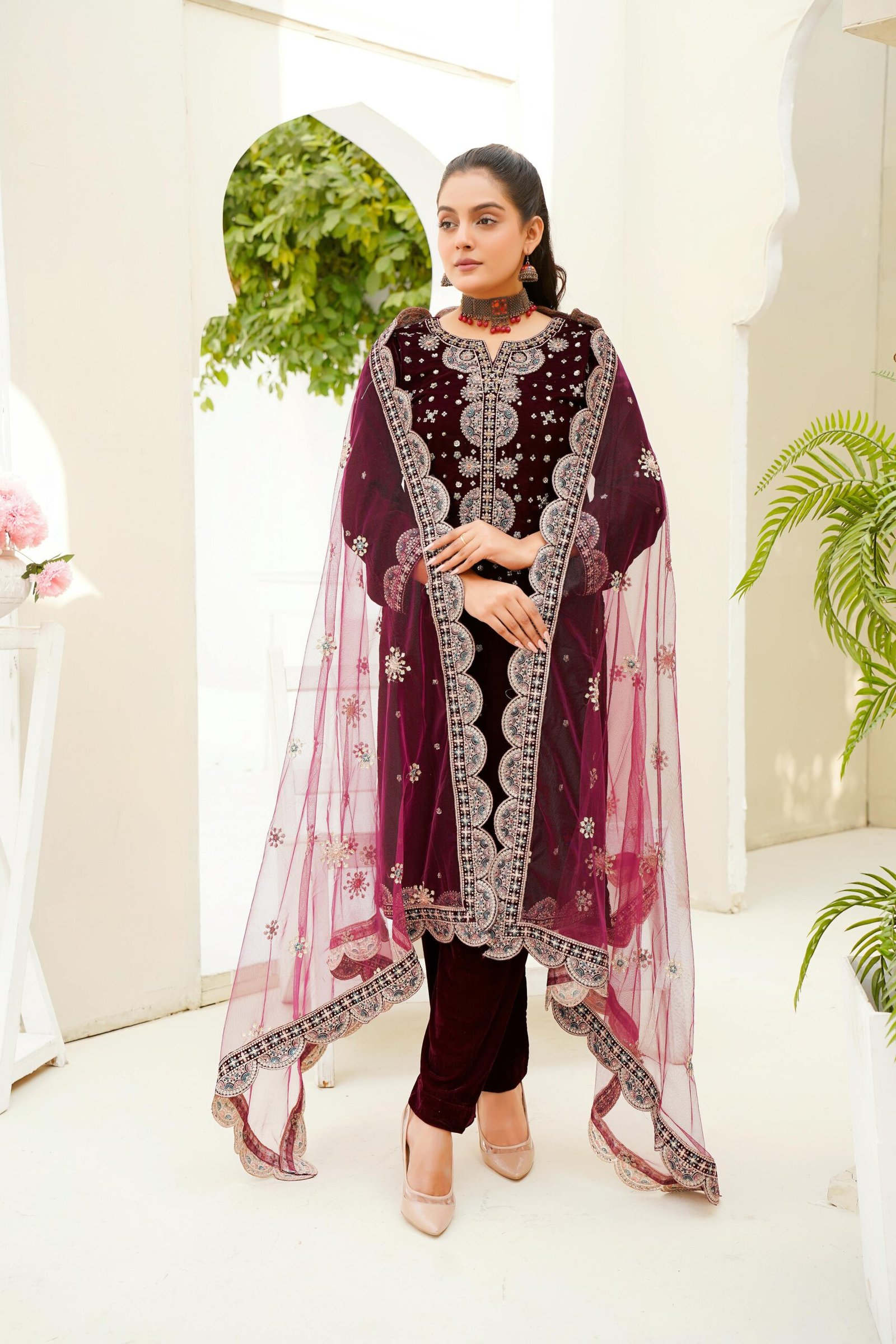 Modern Embroidery 3PC Banarsi Suit