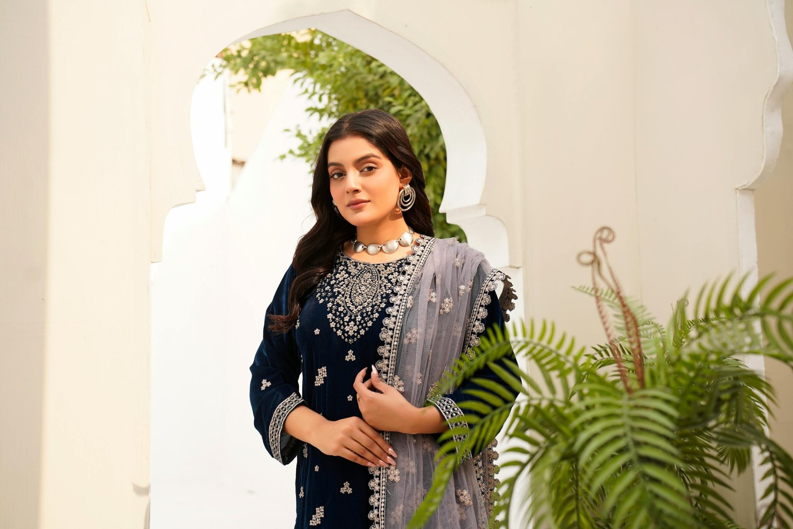 NS A000C10 - Modern Embroidery 3PC Banarsi Suit